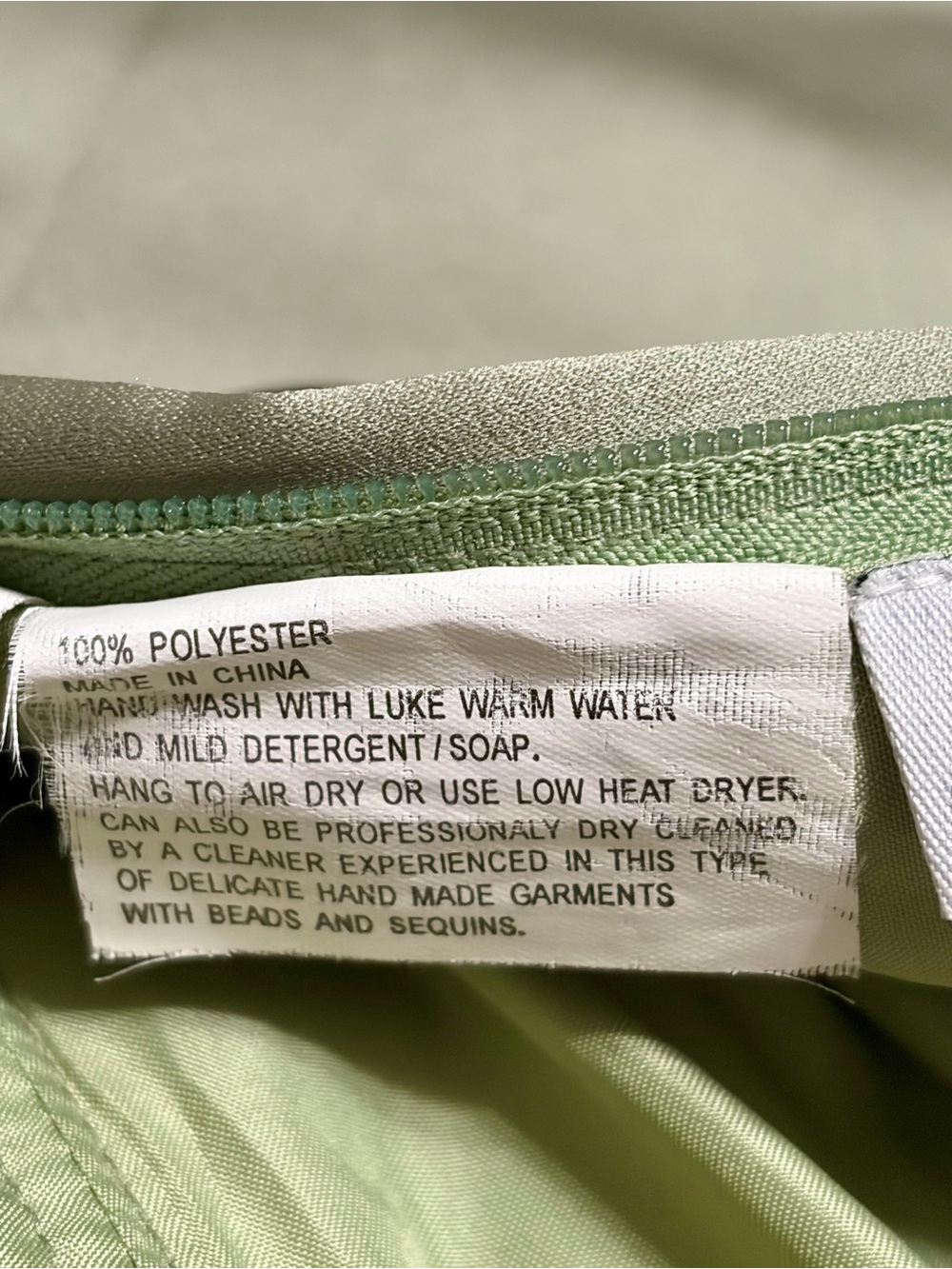 Vintage Joanie G. Strapless Sage Green Dress Size 2 Black Trim Waist Tie - Picture 6 of 8